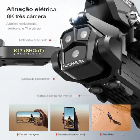 Drone Atirador de Orbez com Câmera, Controle com Tela e Direcionamento Automático