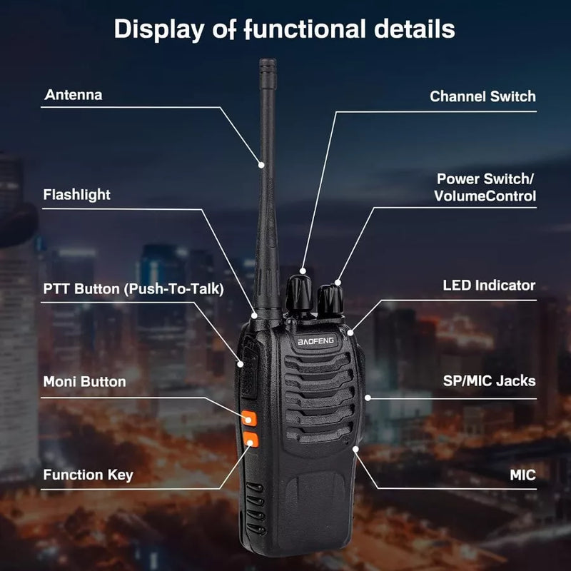 Kit 2 Rádio Comunicador Walk Talk Baofeng